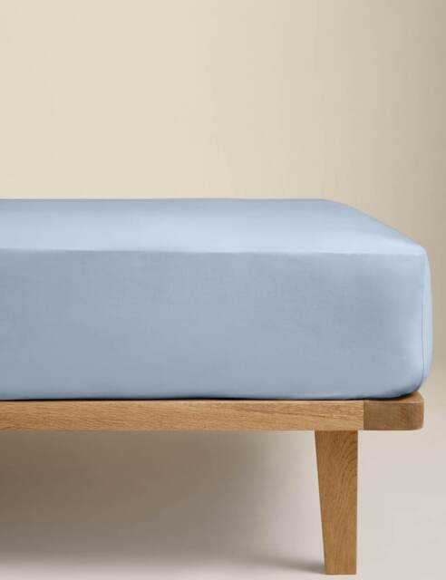 M&S Egyptian Cotton 230 Thread Count Crisp Extra Deep Fitted Sheet Steel Blue