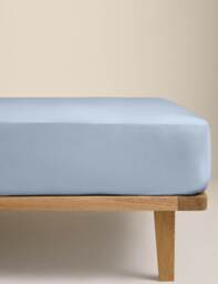 M&S Egyptian Cotton 230 Thread Count Crisp Extra Deep Fitted Sheet Steel Blue