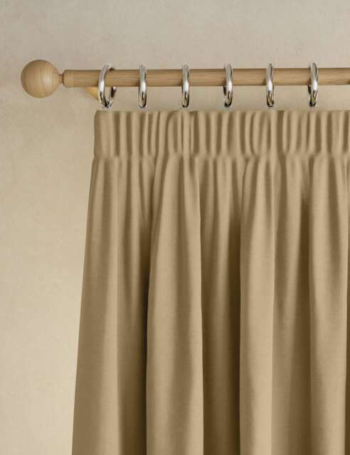 M&S Brushed Pencil Pleat Blackout Thermal Curtains Bronze