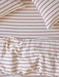 Piglet In Bed Linen Rich Kemptown Stripe Fitted Sheet Red Mix