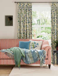 LAND & SHORE Wool Blend Checked Throw Green Mix