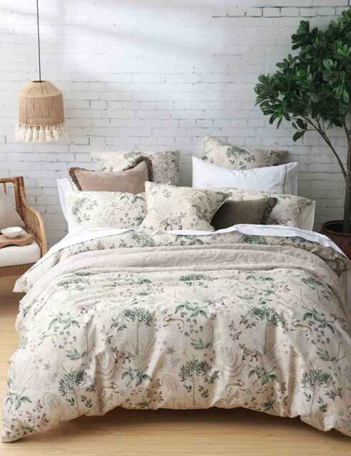 MM Linen Pure Cotton Briar Natural Bedding Set Ivory Mix