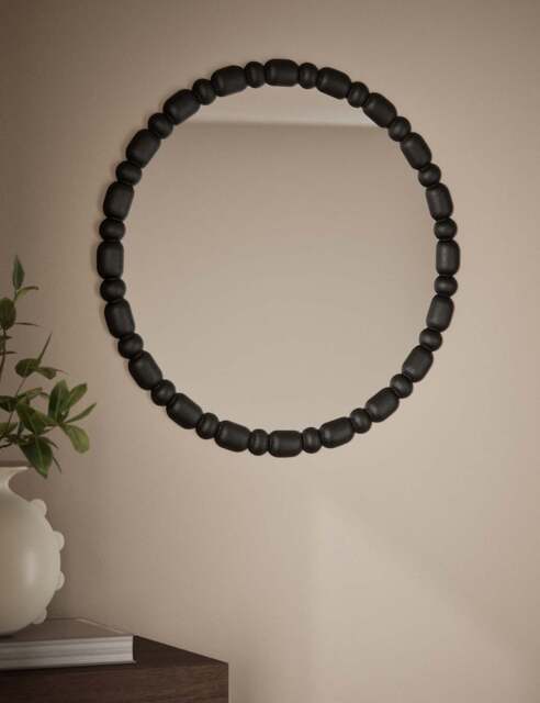 M&S X Kelly Hoppen Bobbin Round Mirror Black