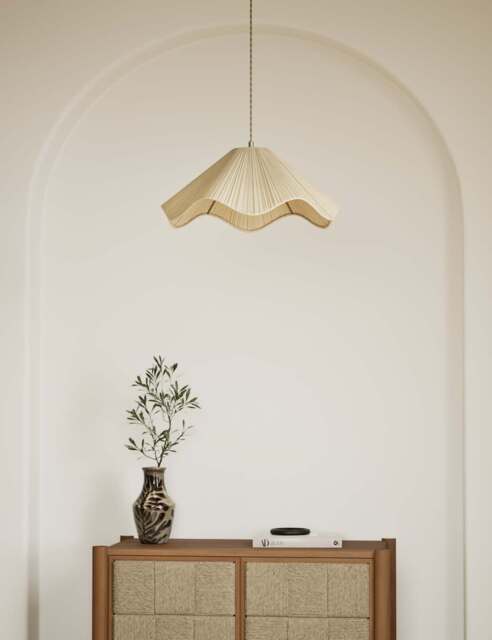 M&S Wave Pleated Easy Fit Ceiling Lamp Shade Cream