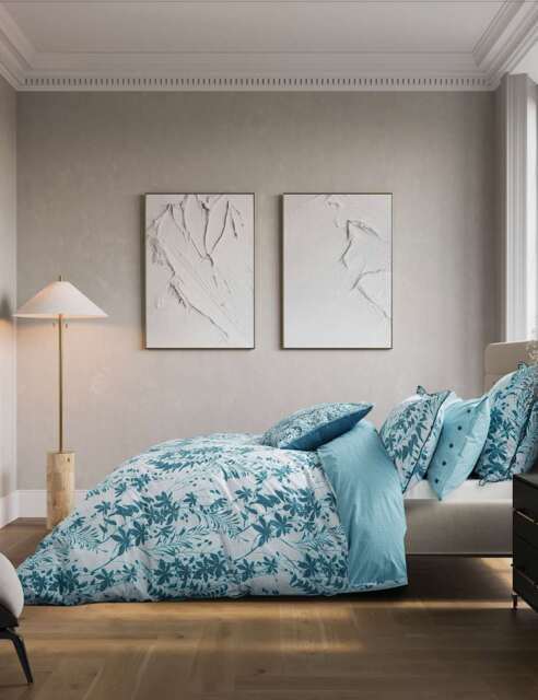Bedeck of Belfast 2 Pack Pure Cotton Mieko Square Pillowcases Teal Mix
