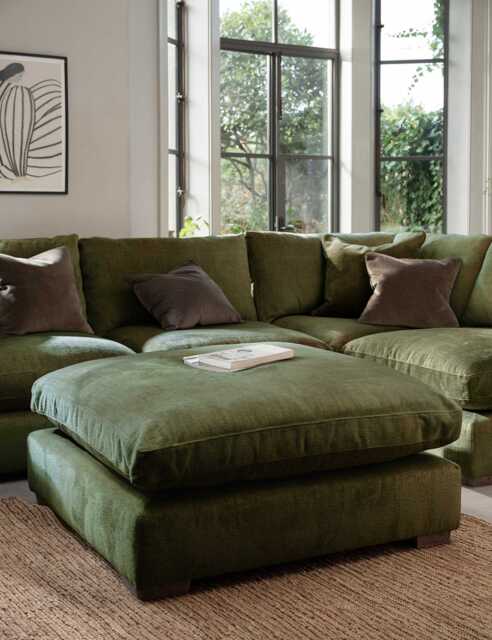 BARKER AND STONEHOUSE Palmer Textured Chenille Footstool Green