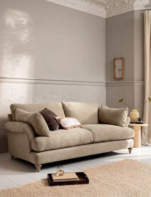 BARKER AND STONEHOUSE Isla Fabric Extra Large 3 Seater Sofa Khaki