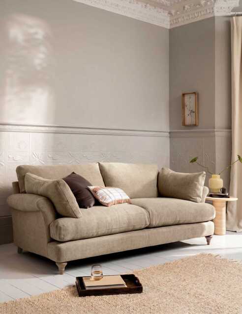 BARKER AND STONEHOUSE Isla Fabric Extra Large 3 Seater Sofa Khaki