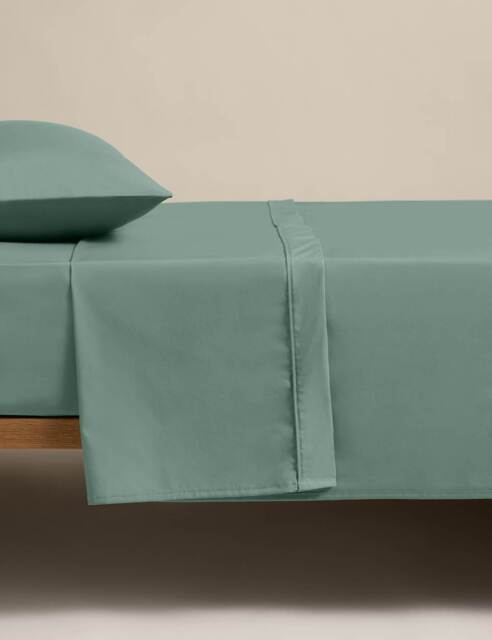 M&S Egyptian Cotton 230 Thread Count Flat Sheet Smokey Green