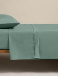 M&S Egyptian Cotton 230 Thread Count Flat Sheet Smokey Green