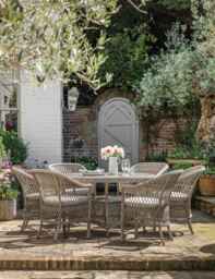 Gallery Direct Menton 6 Seater Round Garden Table and Chairs Light Grey