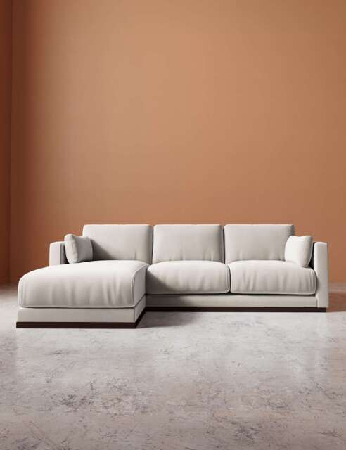 Swoon Crushed Velvet Left Corner Sofa Cream