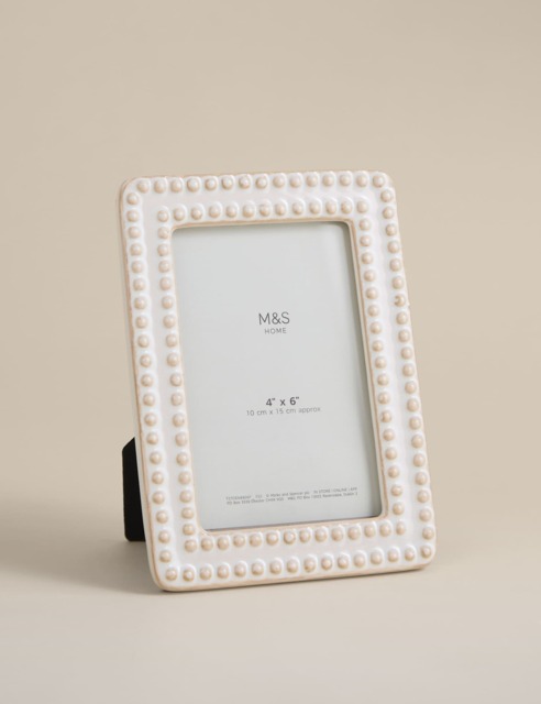 M&S Ceramic Bobble Photo Frame 4x6 inch Cream