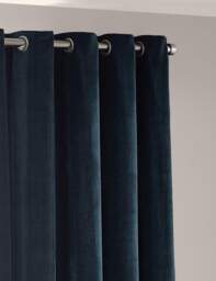 YARD Chenille Velvet Eyelet Curtains Navy