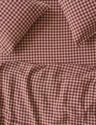 Piglet In Bed Linen Rich Gingham Fitted Sheet Red Mix