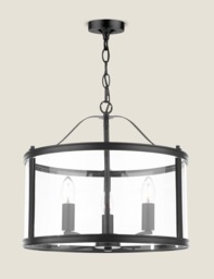Laura Ashley Harrington 3 Light Pendant Black
