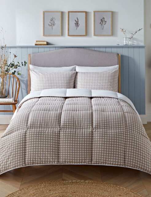 Nightlark Gingham 4.5 Tog Coverless Duvet Set Taupe