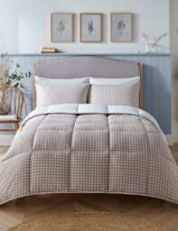 Nightlark Gingham 4.5 Tog Coverless Duvet Set Taupe
