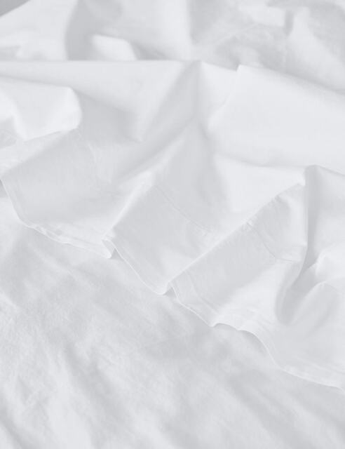 Piglet In Bed Pure Washed Cotton Percale Flat Sheet White