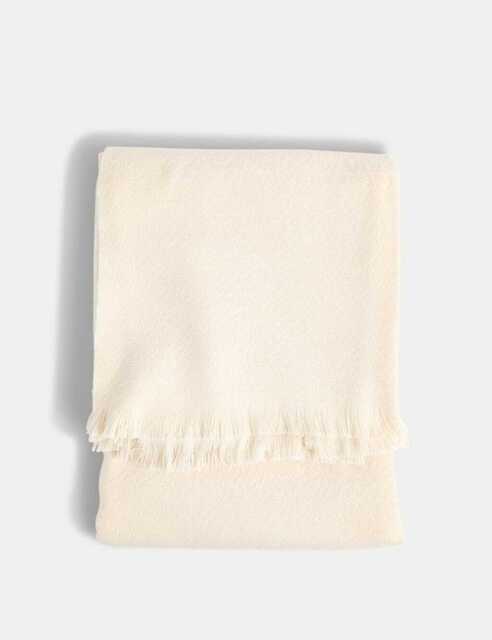 M&S Soft Textured Throw Ecru