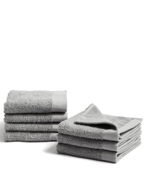 M&S Set of 7 Pure Cotton Face Cloths Grey