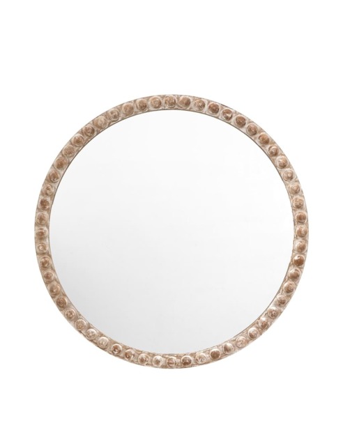 Gallery Home Millbrook Wooden Large Round Wall Mirror Natural