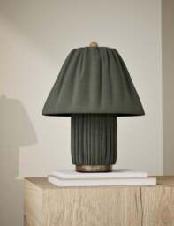 M&S Soft Pleated Fabric Table Lamp Green