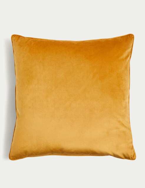 M&S Velvet Piped Large Cushion Ochre