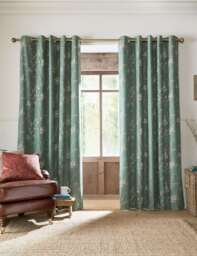 Laura Ashley Pussy Willow Eyelet Blackout Curtains Green Mix