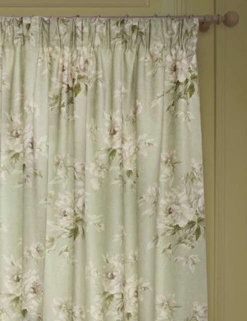 Sanderson Adele Chenille Pencil Pleat Curtains Green Mix