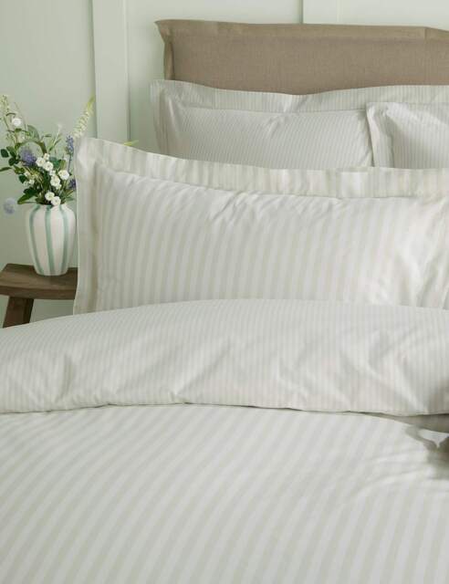 Sophie Allport 2 Pack Pure Cotton Uppingham Stripe Pillowcases White Mix