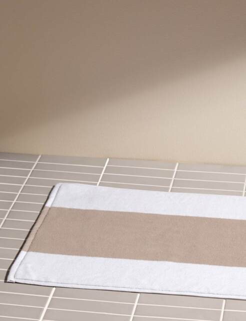 M&S X Kelly Hoppen Pure Cotton Central Band Bath Mat Taupe
