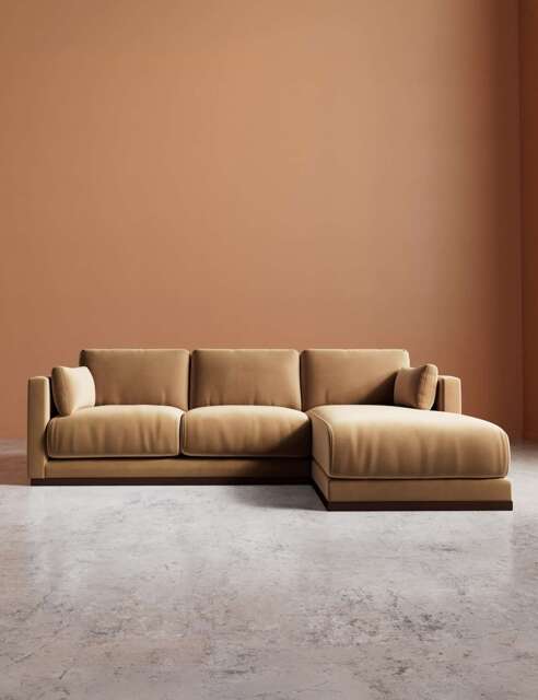 Swoon Easy Velvet Right Corner Sofa Tan