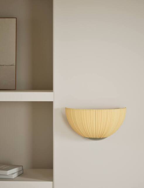 M&S Pleated Fabric Flush Wall Light Natural