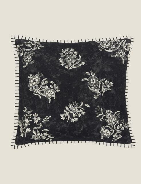 Burleigh X Bedeck Of Belfast Pure Cotton Regal Peacock Cushion Charcoal Mix