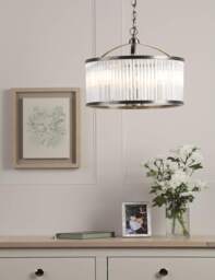Laura Ashley Sutton Metal & Glass 3 Light Pendant Light Antique Brass
