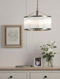 Laura Ashley Sutton Metal & Glass 3 Light Pendant Light Antique Brass