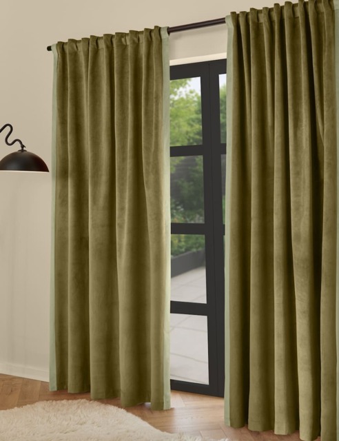 MADE Audley Velour Eyelet Curtains Green