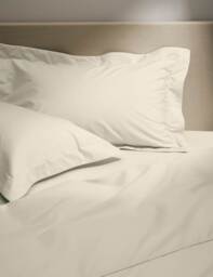 M&S 2 Pack Egyptian Cotton 230 Thread Count Crisp Oxford Pillowcases Cream