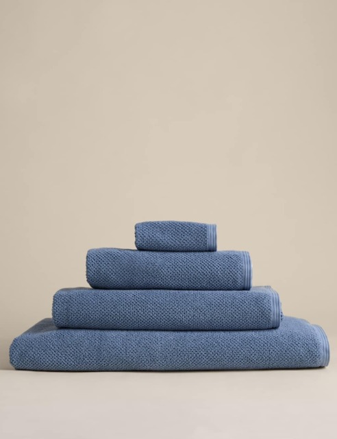 M&S Pure Cotton Rice Weave Bath Towel Slate Blue