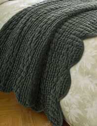 Laura Ashley Velvet Scalloped Bedspread Green