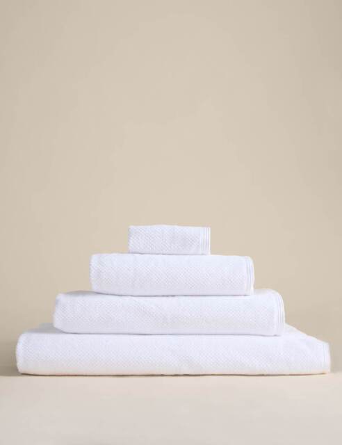 M&S Pure Cotton Rice Weave Bath Towel White