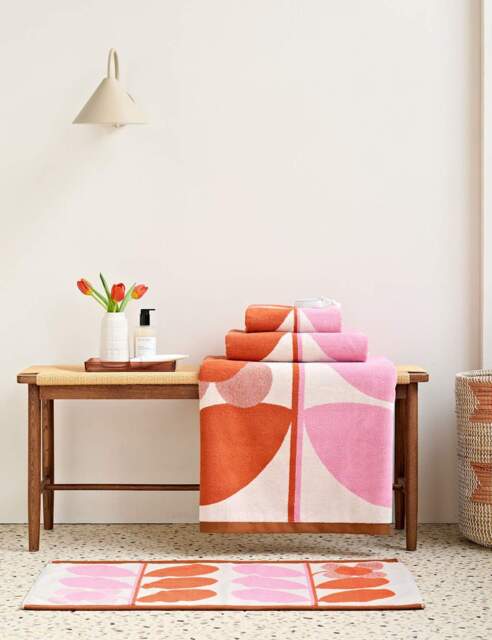Orla Kiely Stem Bloom Duo Pure Cotton Towel Pink Mix
