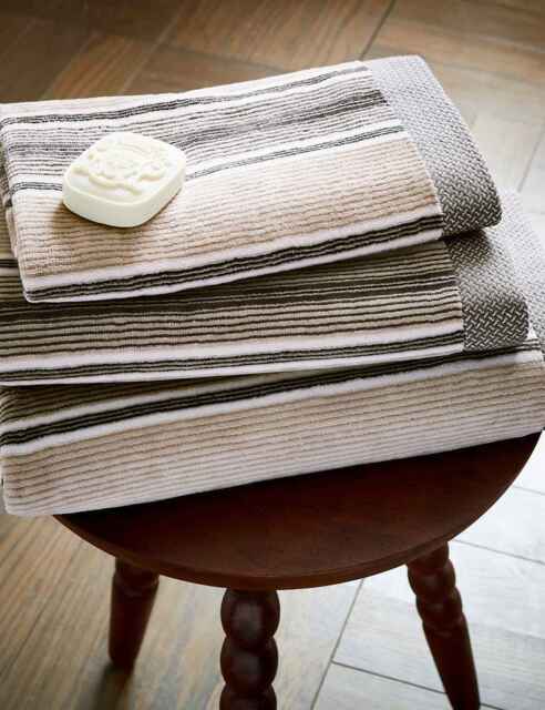 Bedeck of Belfast Florence Striped Towel Charcoal Mix