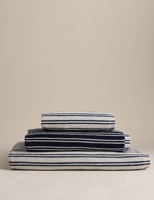 M&S Pure Cotton Narrow Stripe Towel Navy Mix