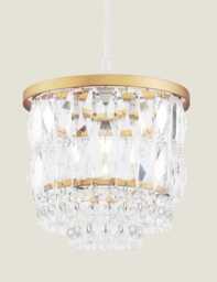 Laura Ashley Rhosill Faceted Glass Easy Fit Pendant Light Antique Brass