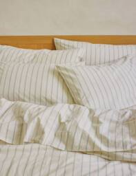Piglet In Bed 2 Pack Pure Cotton Slumber Stripe Pillowcases Green Mix