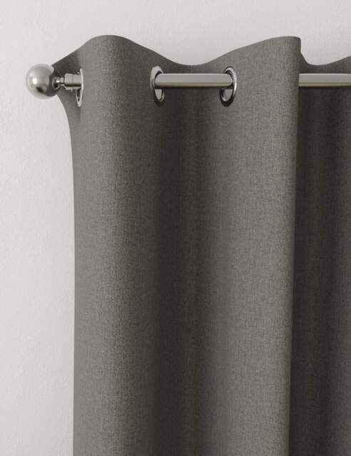M&S Brushed Eyelet Blackout Thermal Curtains Charcoal Mix