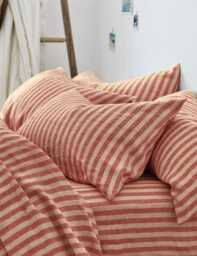 Piglet In Bed 2 Pack Linen Rich Pembroke Pillowcases Red Mix