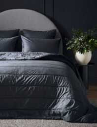 Bedfolk Pure Cotton Quilted Throw Navy